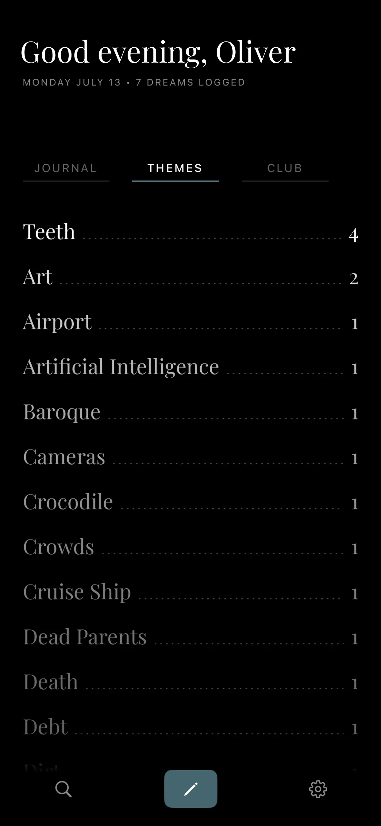 Dream Club on iPhone: symbols and themes